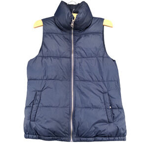 Old Navy Men's Puffer Vest Blue XS Sleeveless Full Zip Mock Neck Polyester
